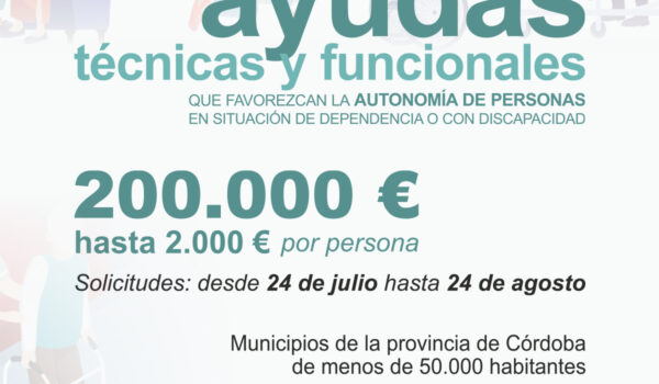 La Diputación de Córdoba convoca ayudas para mejorar la autonomía de personas con discapacidad y dependencia