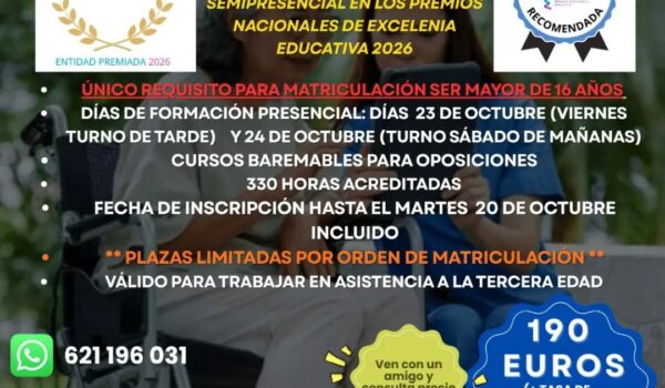 Espiel acogerá un curso semipresencial de Auxiliar de Asistencia a Servicios para la Tercera Edad